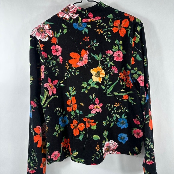 Maeve Floral Mock Neck Long Sleeve Shirt Womens Size Petite Medium - Picture 7 of 11